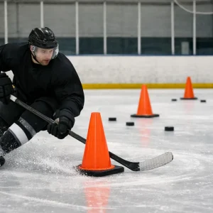 Работа ребер коньков в хоккее: упражнения на маневренность